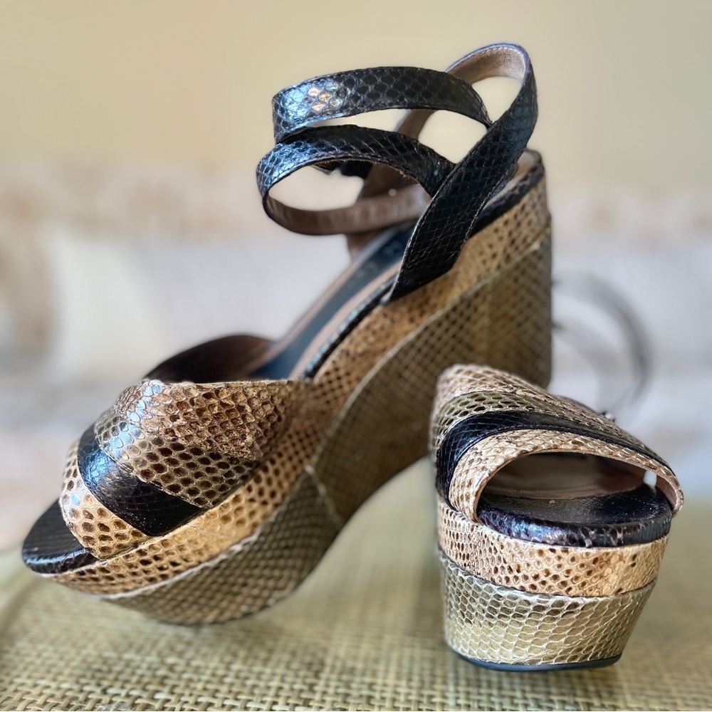 MARNI snakeskin platform wedge sandals 39 US8